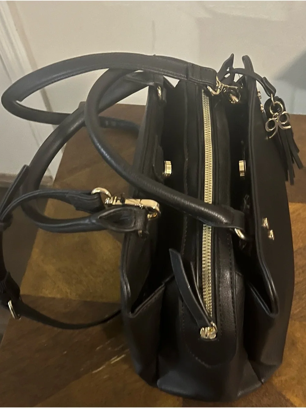 Nine West Black Tote with Monogram Crossbody Pouch